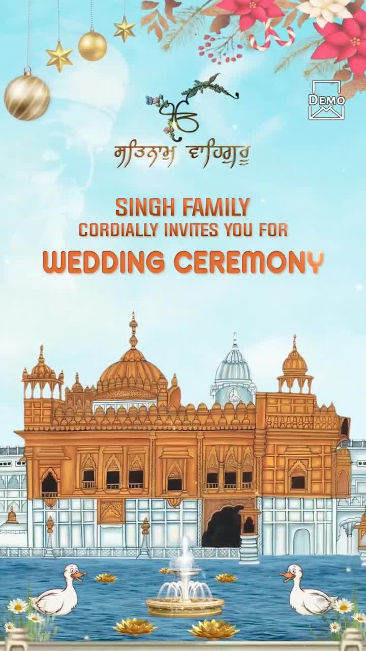 Punjabi theme wedding invitation with caricature_1727